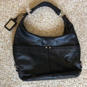 Tignanello Black Pebble Leather Hobo-style handbag